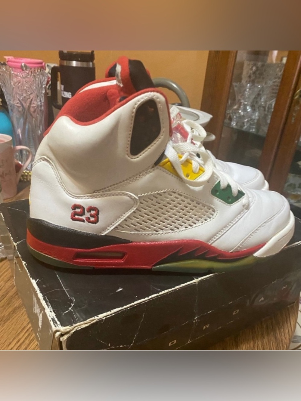 Custom Air Jordan Fire Red/Black Tongue 5 (2006)